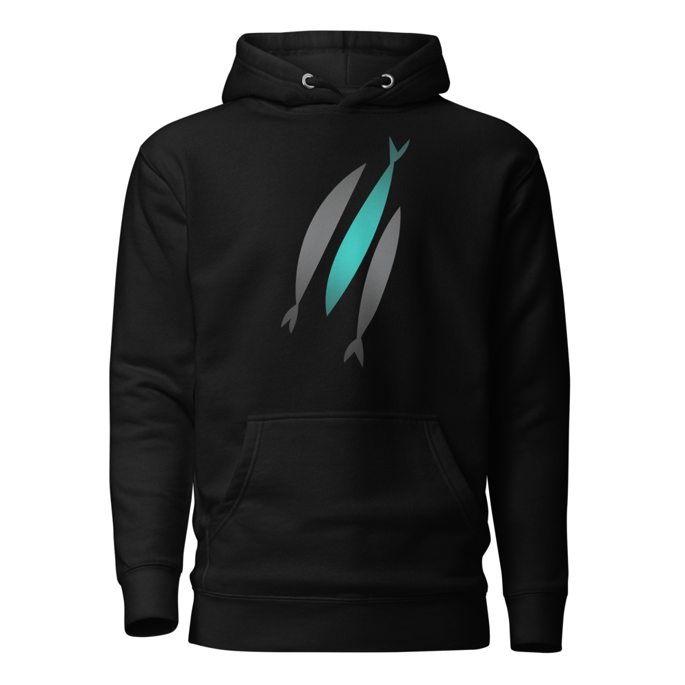 Sweat à Capuche Unisexe "3 poissons" Noir