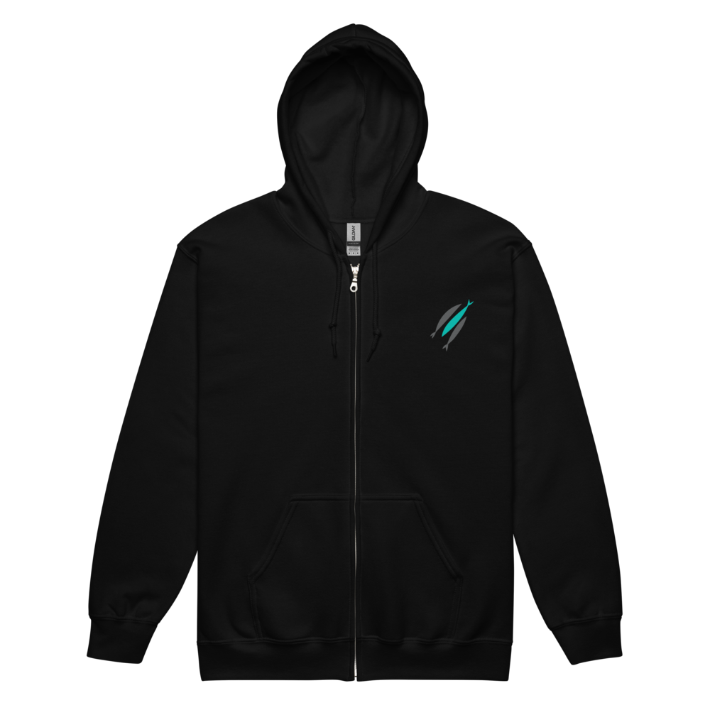 Veste zippée "3 poissons" Noire