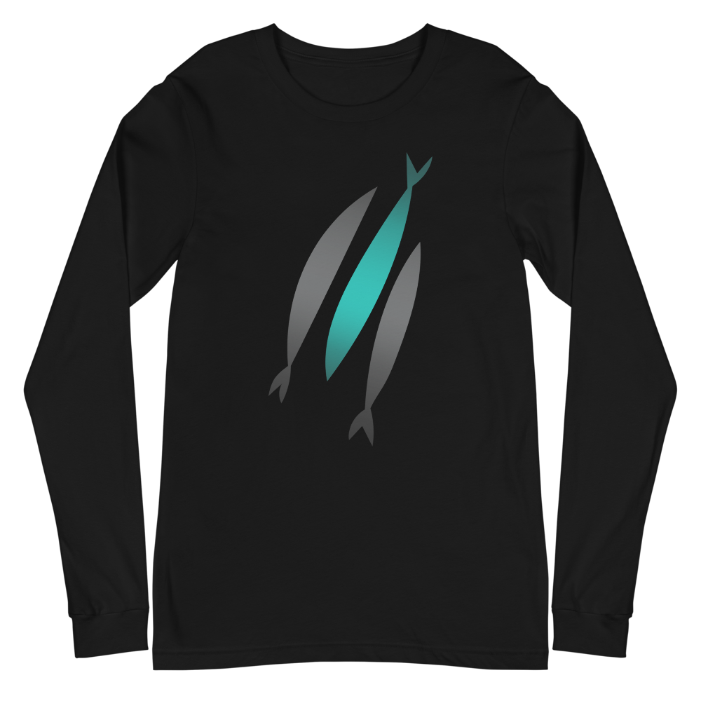 T-shirt à Manches Longues Unisexe "3 poissons" Noir