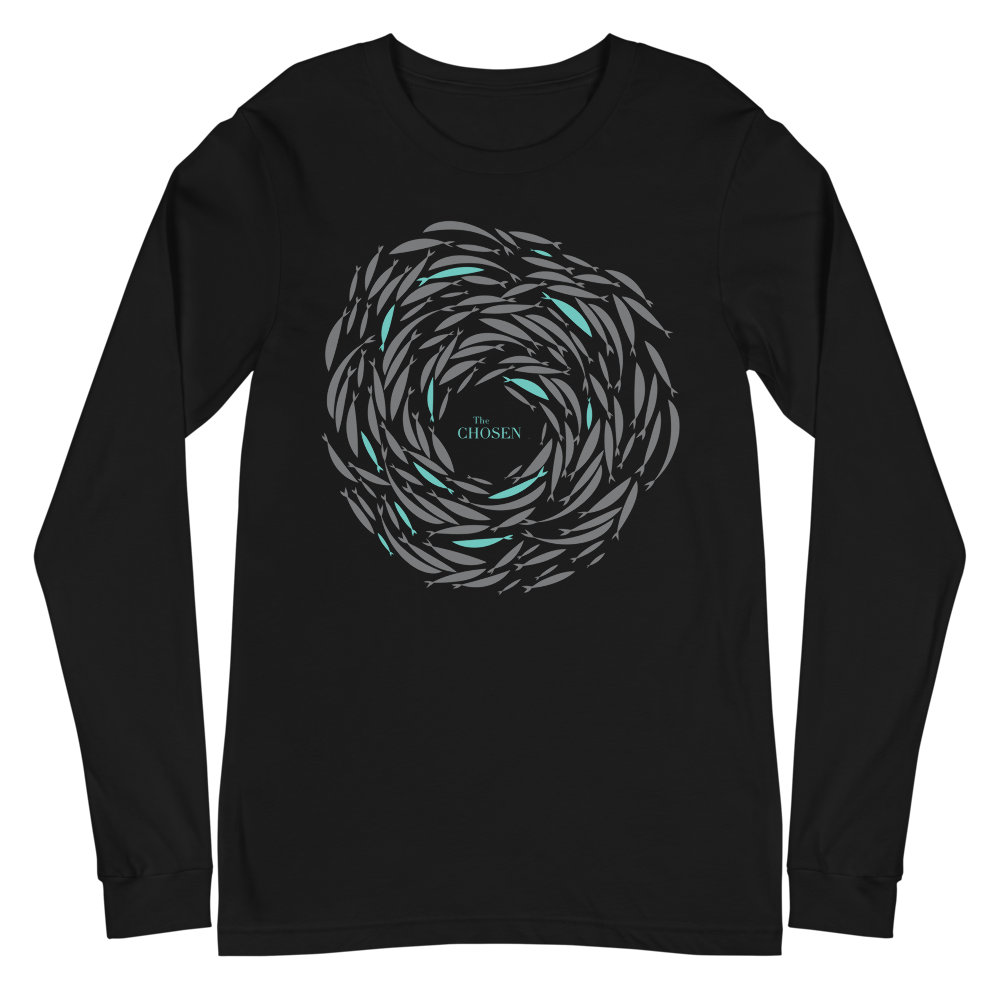 T-shirt à Manches Longues Unisexe "À contre courant" Noir