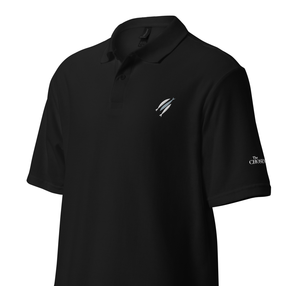 Polo piqué unisexe "3 Poissons" Noir