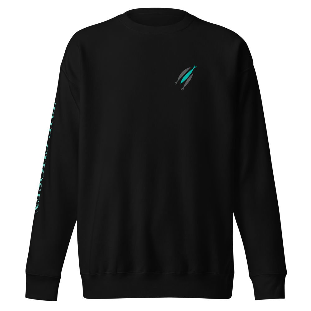 Sweat unisexe "3 poissons" Noir (logo manche)