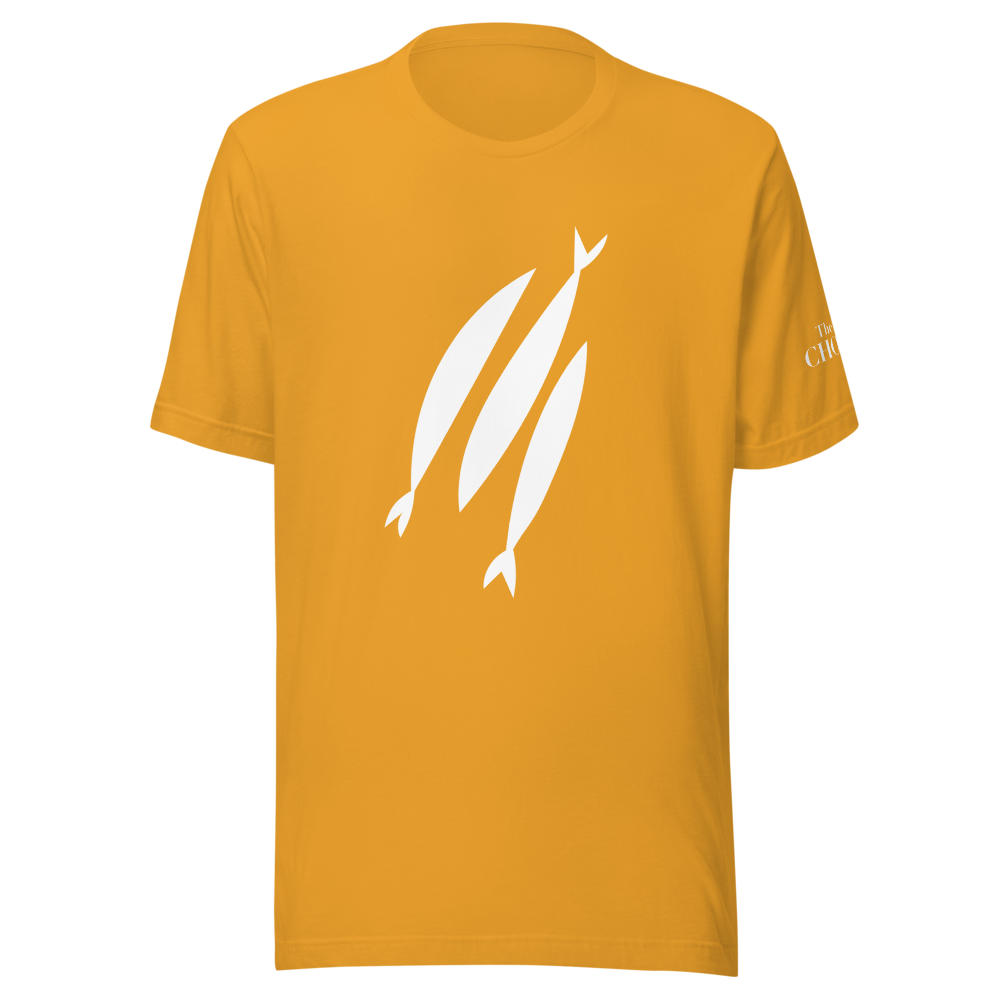 T-shirt unisexe "3 poissons" Moutarde